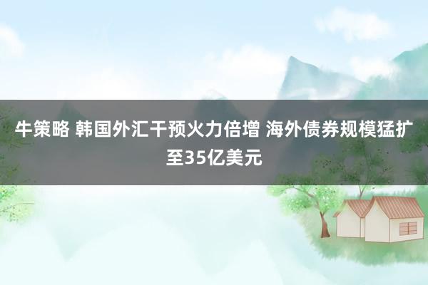 牛策略 韩国外汇干预火力倍增 海外债券规模猛扩至35亿美元